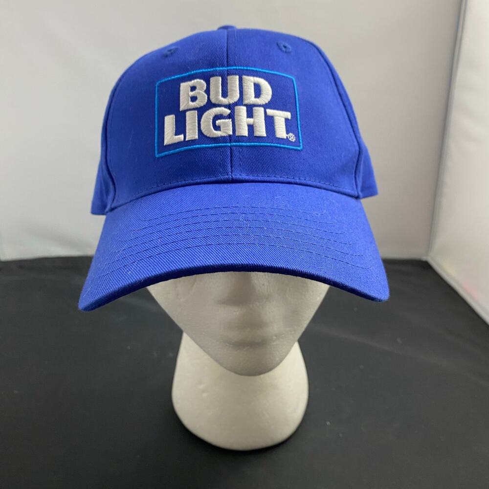 K-Products Bud Light St Louis Brewery Blue Strapback Promo Cap Hat Vintage